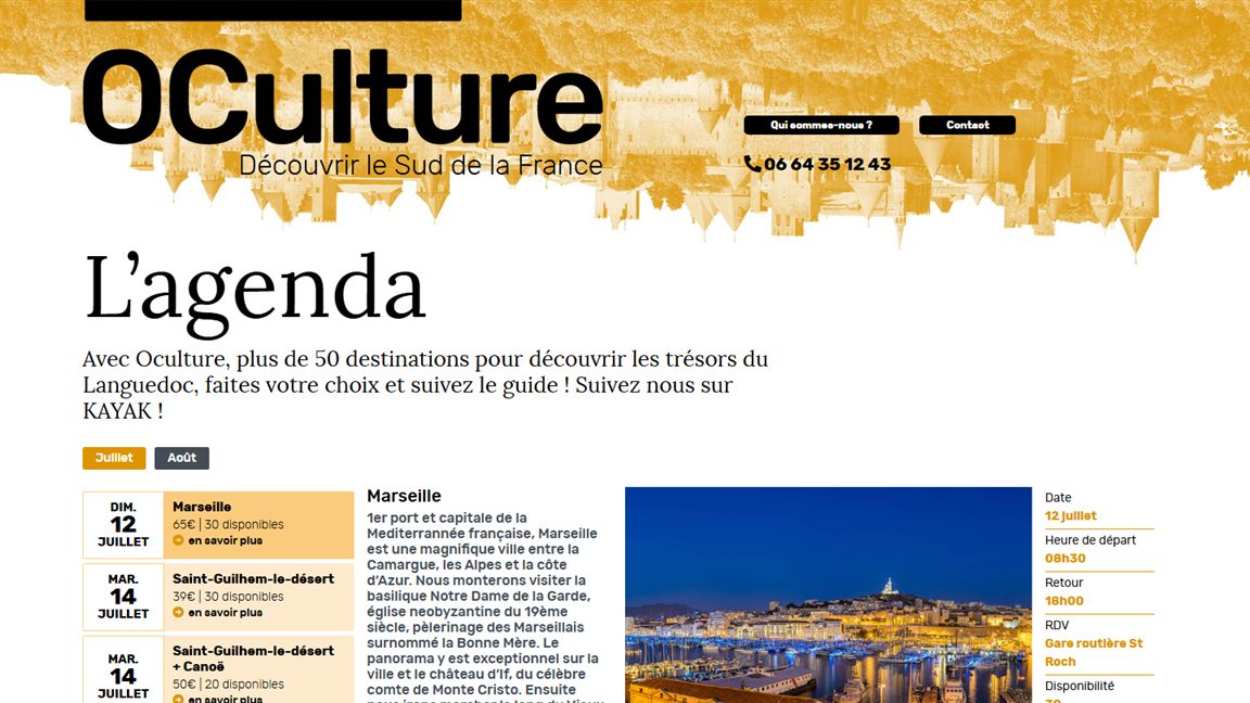Screenshot of the Oculture website homepage